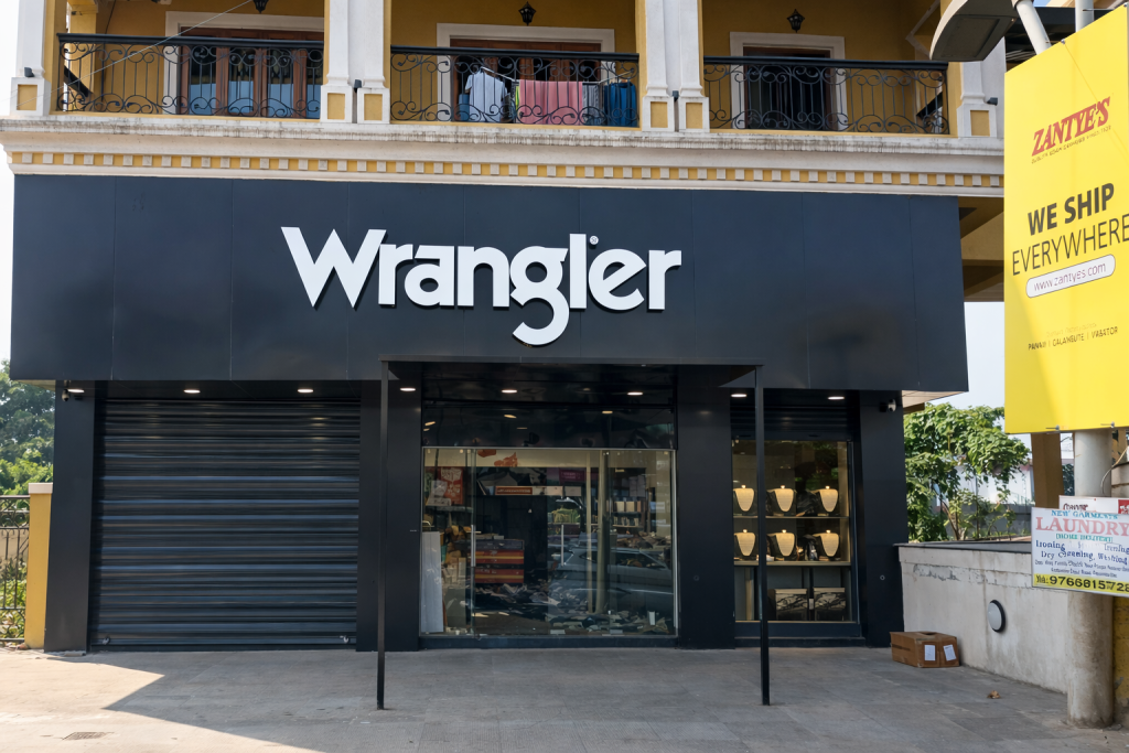 Wrangler signage project completed by Signsutra